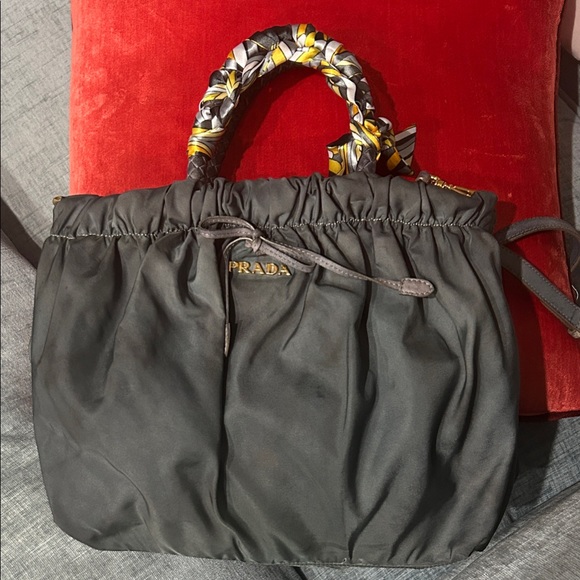 Prada Gray Tote with Patterned Handles - Picture 1 of 9